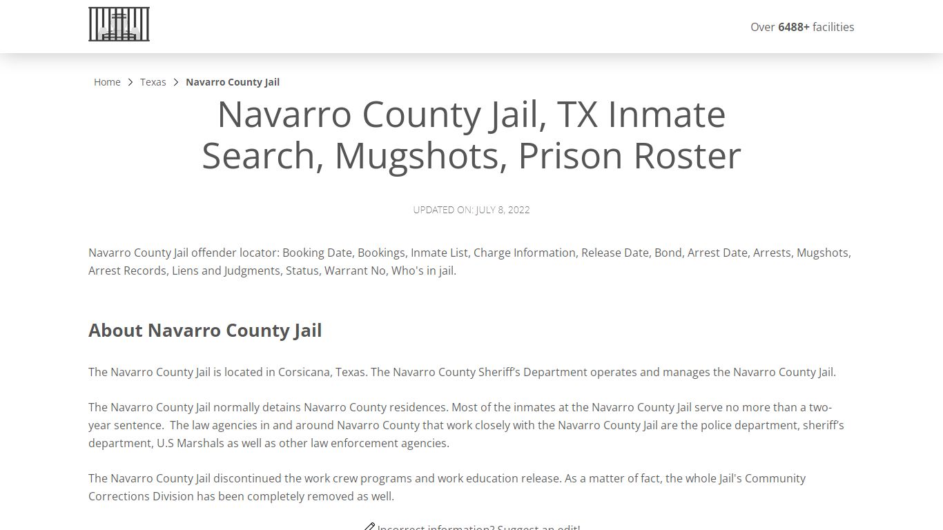 Navarro County Jail, TX Inmate Search, Mugshots, Prison ...